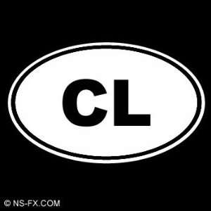 CL   Chile   Country Code Vinyl Decal Sticker  Vinyl Color White