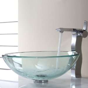   GV 101 12mm 14600CH Clear Glass Vessel Sink and Sonus Faucet Chrome