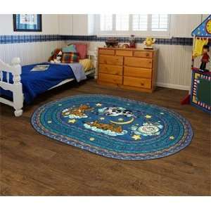  Hey Diddle Diddle Rug   5.33 x 7.67 Foot Oval Blue