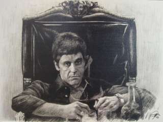 Scarface Al Pacino Sketch Charcoal Pencil Drawing WU007  
