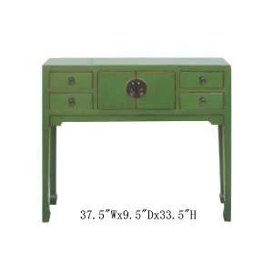  Green Lacquer Moon Face Narrow Console Altar Table
