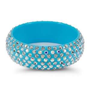    Round White Swarovski Crystal Solid Light Blue Bangle: Jewelry