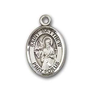   Badge Medal with St. Matthew the Apostle Charm and Polished Pin Brooch
