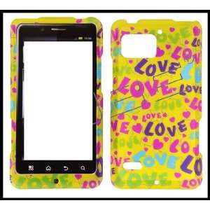  Droid Bionic XT875 Snap on Hard Shell Cover Case Yellow Color Love 