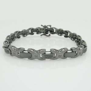  Mens 0.50ctw Black Diamond Link Bracelet   8.5 long 