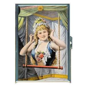 Circus Trapeze Victorian Girl ID Holder, Cigarette Case or Wallet 