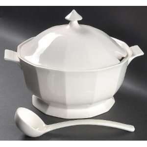  Nikko Classic White Tureen with Lid and Ladle, Fine China 