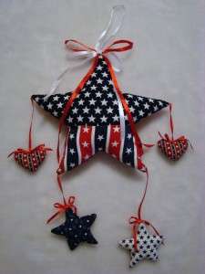   CRAFTED 8 PATRIOTIC STAR CHRISTMAS TREE TOPPER OR HANGING DECORATION
