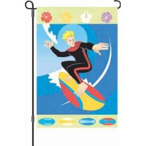  Sunshine Surfer Summer Applique Garden Flag: Patio, Lawn 