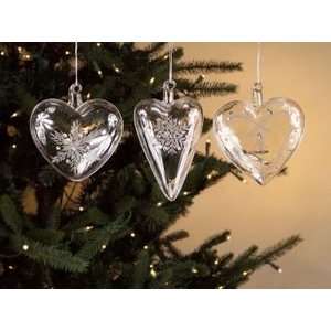   Clear Glass Heart with Snowflake Christmas Ornaments