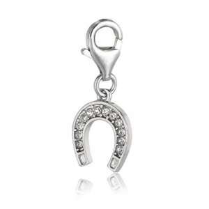    Sterling Silver & Crystal clip on horse shoe charm: Jewelry