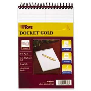  Docket Gold Spiral Steno Book, Gregg Rule, 6 x 9, White 