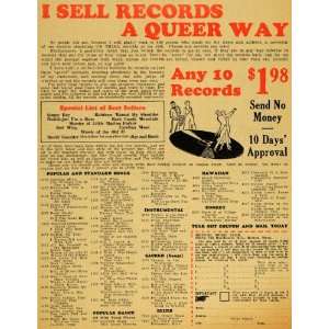  1929 Ad Mutual Music Club Queer Selling Records Pricing 