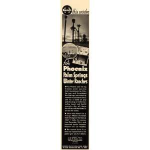   Ad Santa Fe Phoenix Palm Springs Pullman Travel   Original Print Ad