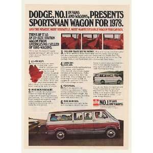  1978 Dodge Sportsman Wagon Number 1 in Vans Print Ad 