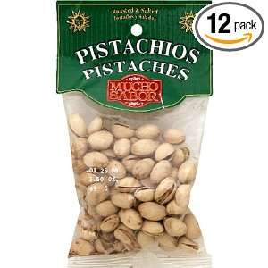 Mucho Sabor Roasted & Salted Pistachios, 3 Ounce Bags (Pack of 12 
