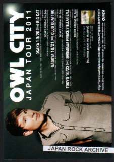 2011 OWL CITY JAPAN CONCERT TOUR FLYER /HANDBILL  