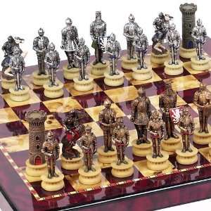  Medieval Chessmen & Chelsea Park Deluxe Mahogany Chess 
