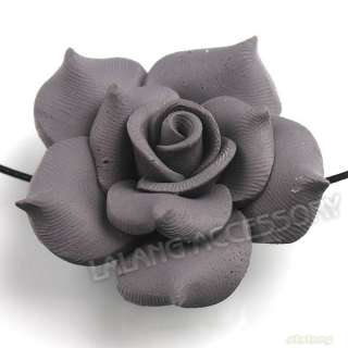   Charms Grey Rose Flower 40mm Polymer Clay Beads Jewelry 110539+  