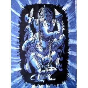 Indian God Lord Ganesh Ganesha Cotton Fabric Tapestry Batik Painting 