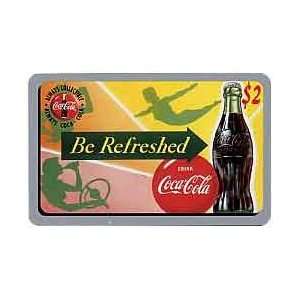 Collectible Phone Card: Coca Cola 95 $2. Be Refreshed & Coke Bottle 