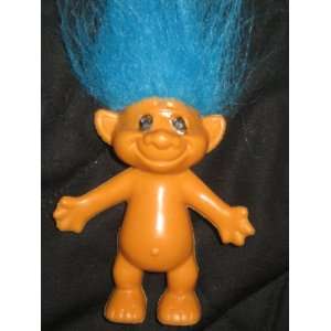  Troll Plastic Doll with Blue Hair and Blue Jeweled Eyes 