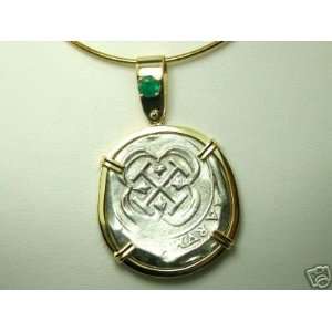 Silver Coin Pendant with Colombian Emerald