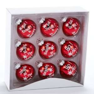  Club Pack of 54 Red Glass Balls with Sayings Christmas 