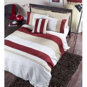   RED CREAM TWIN COTTON FAUX SILK QUILT COVER DUVET SET: Everything Else