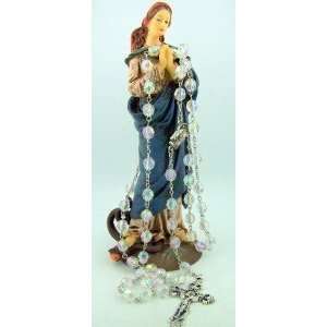  Mary Statue Virgin Mary Crystal Rosary Tin Cut Cross