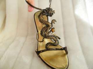 GIUSEPPE ZANOTTI SHOES sandal HEELS brown copper dragon 37 7  