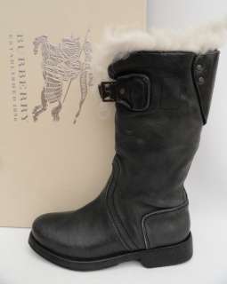   Shearling Lined Black Leather Boots Shoe UK4 37, Only Pair!  