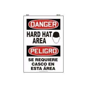 ENGLISH/SPANISH (MEX DANGER HARD HAT AREA (W/GRAPHIC) 14X10 Dura 