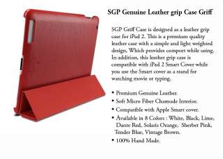 iPad 2 Genuine Leather Grip Case Griff Red SGP #7700  