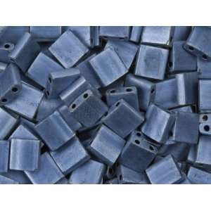  5mm Metallic Matte Blue Grey Tila Square Tube Bead 8g Pack 