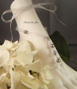 SILVER / GRAY Wedding Beach Bridal BAREFOOT SANDALS New  