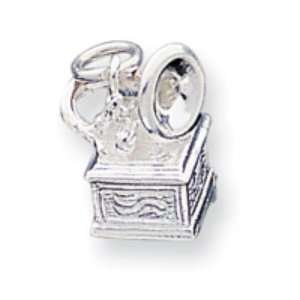  Sterling Silver Phonograph Charm: Jewelry