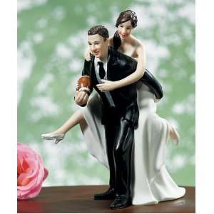   Favors Playful Football Wedding Couple Figurine