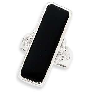   Silver Rectangle Black Onyx Ring   Size 8 West Coast Jewelry Jewelry