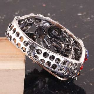 Tibetan Rose Sliver Plated Colourful Crystal Open European Charm 