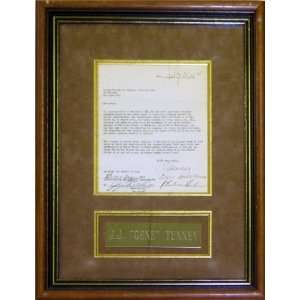  JJ Gene Tunney Autographed/Hand Signed Framed Contract 