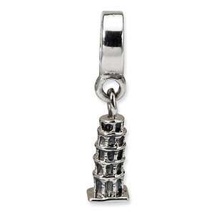  SS Reflections Leaning Tower of Pisa Dangle Bead/Sterling 