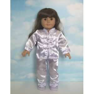  Lilac Satin Pajamas with Slippers. Fits 18 Dolls Like 