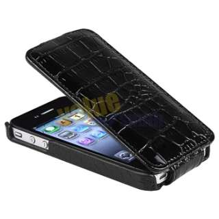 Crocodile Skin Leather Case+Privacy Film for iPhone 4 s 4s G  