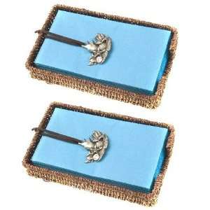  Straw and Pewter Sea Shells Guest Towel Holder, Set of 2 
