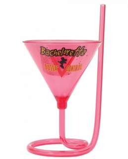 Bachelorette party outta control martini glass w/straw  