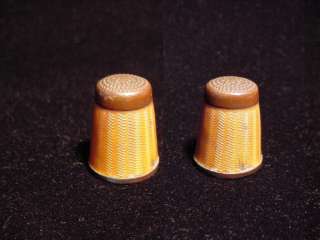 Orange Guilloche Sewing Kit w/Thimble & Needle Holder  