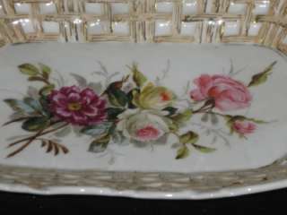 Antique Porcelain Serving Dish Rose Center and Hallmarked C.T. Late 