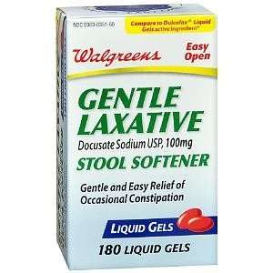  Gentle Laxative Stool Softener Liquid Gels, 180 