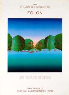 Jean Michel Folon Je vous Ecris Exhibition Serigraph  